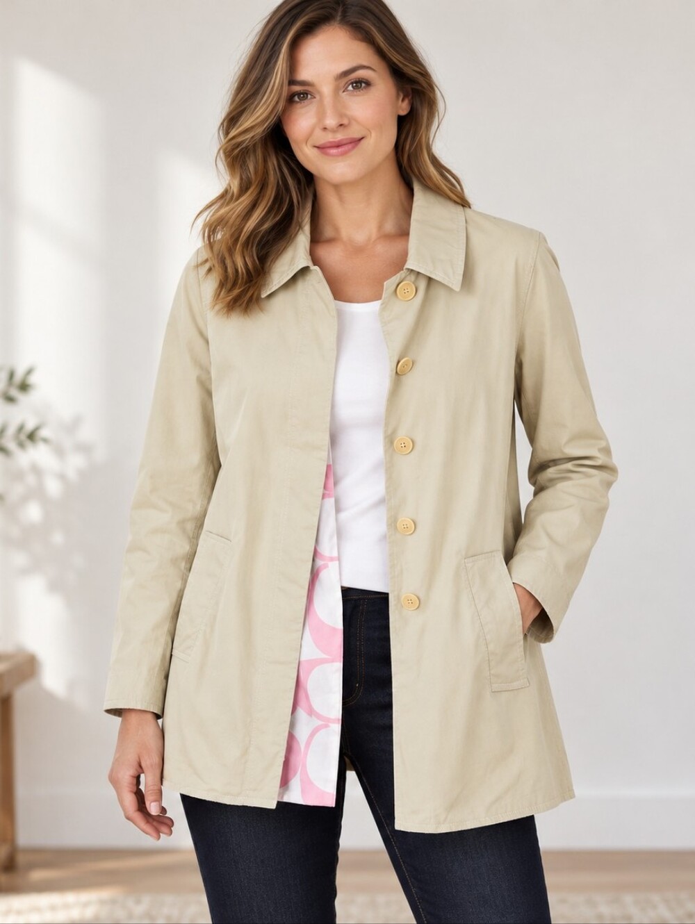 Coach Trench Coat/Jacket Beige/Tan Women’s Size Small